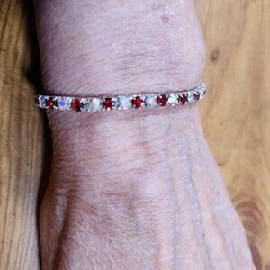 Vintage Womens Crystal Red & White Tennis Bracelet One size
